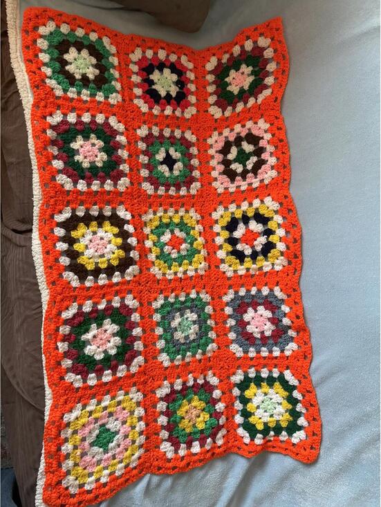 Other - Vintage Hand Crocheted Granny Square Afghan Baby Crib Throw Blanket 27” X 44”